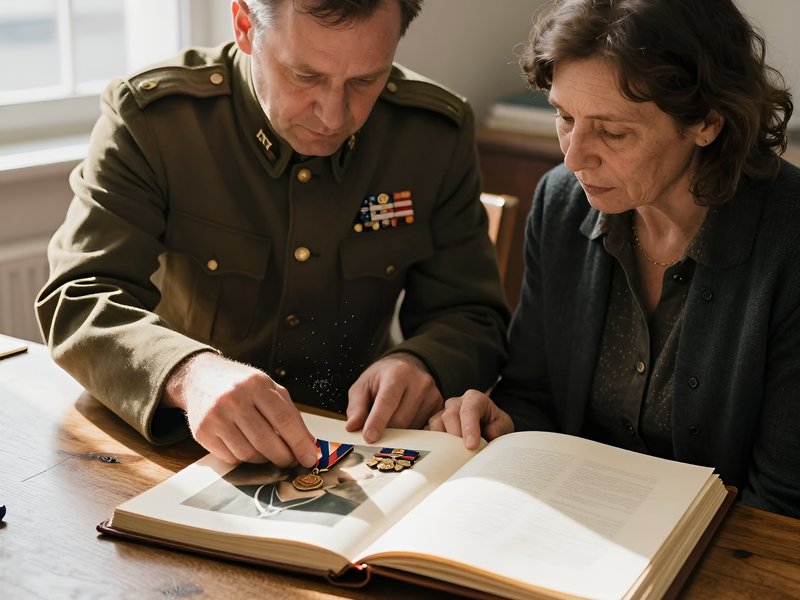 Архивист и родственник создают книгу памяти, демонстрируя процесс написания биографических некрологов погибших военных героев